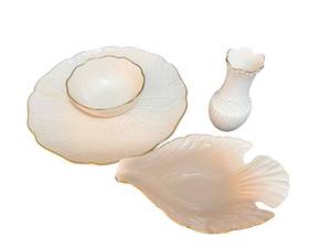 Lenox Gold Trim Shell-Shaped Plates with Bud Vase (Lot of 3)