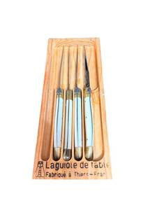 Laguiole by Jean Dubost 4-Piece Table Knife Set in Wood Case - France