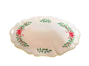 Lenox Holiday 16-Inch Scalloped Platter - Holly and Ribbon Motif