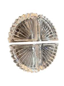 Crystal Glass Radial Fan Pattern Dishes - Assorted Pieces