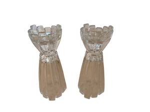 Crystal Cut Glass Candle Sticks - 6.5-Inch Tall