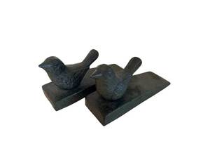 Pair of Metal Bird Door Stops on Bases