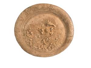 24-Inch Round Plaster Wall Plaque - Classical Relief Scene