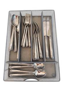 Argent Stainless Steel 18-Piece Flatware Set - Service for 6 in Mesh Organizer Tray
