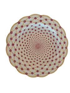 10.5 Inch Porcelain Plate with Lattice Floral Pattern - St. Petersburg Mark