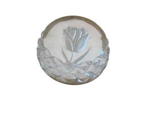 Waterford Crystal Round Dish with Leaf Pattern - Marked
