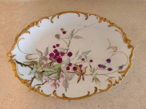 Hand-Painted Porcelain Plate With Scalloped Gilded Border And Floral Motif