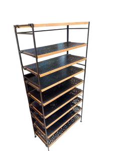 Industrial Wood and Metal Shelving Unit - 56 x 26.5 x 12 Inches