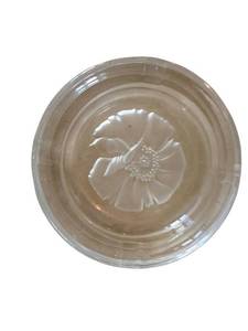 8-Inch Pressed Glass Dish with Raised Floral Center Medallion