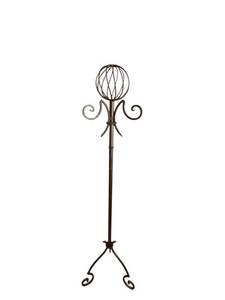 64-Inch Metal Coat Rack with Wire Ball Top and Scroll Arms