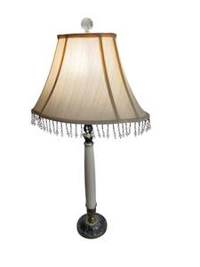 30-Inch Beaded Crystal Fringe Table Lamp with Fabric Shade