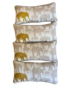 Set of 4 Elephant Pattern Throw Pillows - Light Stains