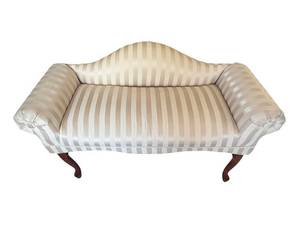Striped Upholstered Bench - 45 x 24 x 17 in - with Stains