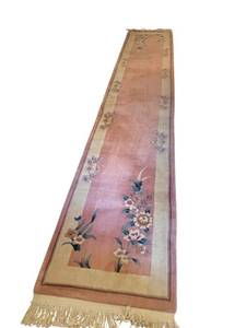 Floral Runner Rug 149 x 27 Inches Fringed-Ends