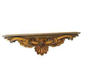 Ornate Resin Wall Shelf with Carved Leaf and Scroll Motifs