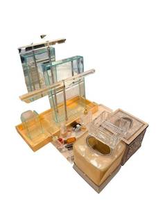 Vintage Glass Vanity Set with Chrome Accents, Perfume Bottles & Jewelry Box