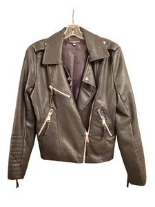 Philomena Petti New York Leather Biker Jacket - Zipper Pockets & Satin Lining