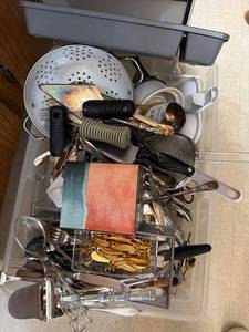 Assorted Kitchen Utensils and Flatware Lot - Spoons, Ladles, Tongs & More