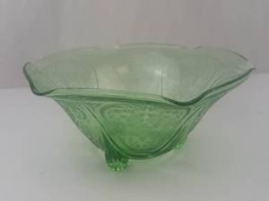 Royal Lace Glass Bowl - Embossed Floral Pattern, Footed Bowl