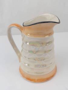 Vintage Czechoslovakian Lustre Jug with Iridescent Faceted Body
