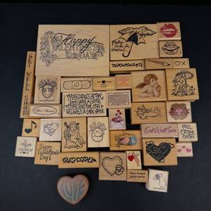 Whipper Snapper Designs & Stampin Up Valentine Rubber Stamp Lot - Assorted
