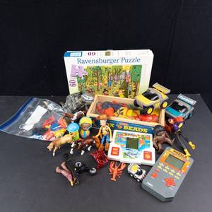 Ravensburger Puzzle, Breyer Horses and Assorted Vintage Toys