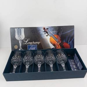 Longchamp Cristal dArques France Set of 5 Crystal Glasses