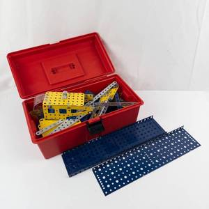 Meccano Erector Set - Plastic Toolbox with Perforated Beams, Motors & Manuals
