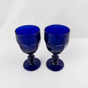 Cobalt Blue Glass Goblets (Lot of 2)