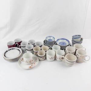 Assorted Demitasse Teacups & Saucers - Floral & Border Pattern Sets, Made in China