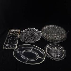 Assorted Clear Pressed Glassware - Bowls, Plates & Serving Dishes