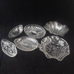 Assorted Crystal Glass Serving Bowls & Dishes- Lot of 6