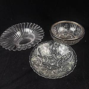Lot of 3 Crystal Glass Bowls & Compotes Assorted Sizes