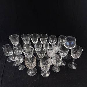 Assorted Crystal Stemware Set - Glasses & Goblets With Etched Cut Designs