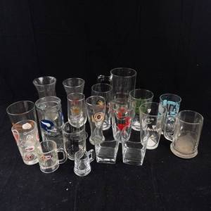 Assorted Beer Glasses - Wurzburger Hofbrau, Bankss Old Stout, Guinness & Bass Logos