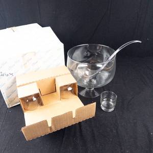 Princess House 14-Pc Crystal Punch Bowl Set With Pedestal & 12 Cups