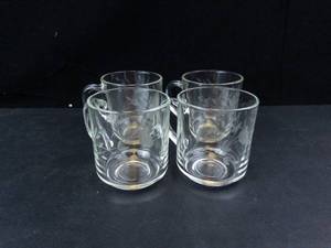 Princess House Heritage Etched Glass Mugs (Lot of 4)
