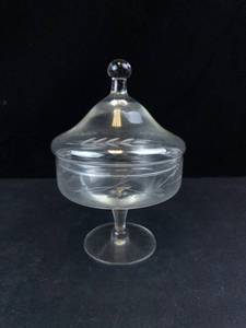 Princess House Heritage Pattern Crystal Compote Dish with Lid