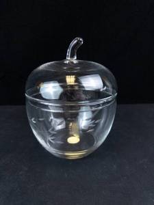 Vintage Princess House Heritage Crystal Apple-Shaped Candy Dish with Lid