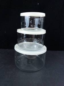 Princess House Heritage Crystal Storage Bowls - Floral Etching with Lids (3-Piece Set)