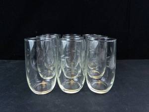 Princess House Etched Glass Tumblers - Leaf Pattern