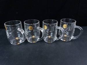 Princess House Crystal Mugs - Made in France, 4-Piece Set, Etched Leaf Pattern