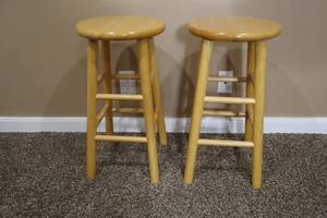 Wood 24 Bar Stools Pair