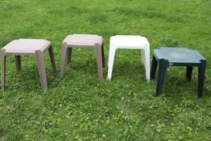 Stackable Resin Outdoor Side Tables (Lot of 4)
