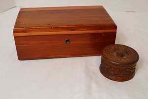 Lane Wooden Box & Carved Trinket Box Mixed Lot