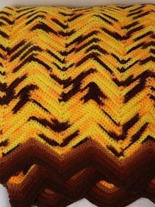 Handmade Crocheted Chevron Blanket