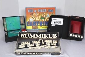 Vintage Board Game Lot - Battleship, Rummikub, Labyrinth & Yahtzee