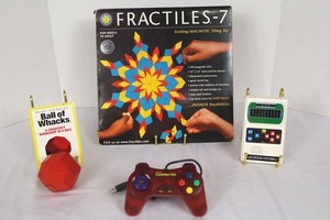 Vintage Games Mixed Lot Fractiles-7, Ball of Whacks, Gravis Gamepad Pro & Electronic Football