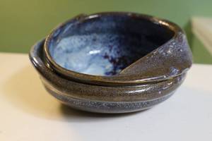 Handmade Stoneware Bowl With Blue Glaze