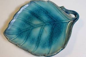 Leaf Shaped Glazed Ceramic Dish
